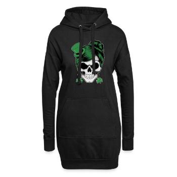 St. Patrick's Day Totenschädel mit grünen Haaren - Hoodie-Kleid - Schwarz - Vorne
