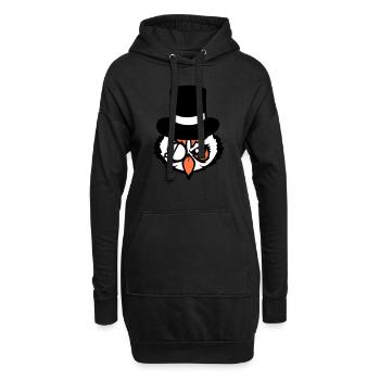 Sir hibou chapeau haut de forme monocle verres riches M. - Sweat-shirt à capuche long Femme - noir - Devant