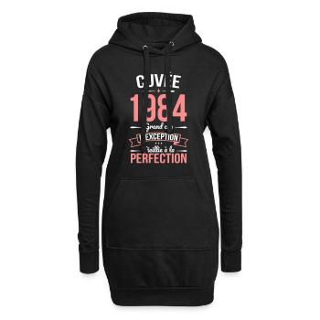 Anniversaire 40 ans - Cuvée 1984 - Cadeau Humour - Sweat-shirt à capuche long Femme - noir - Devant