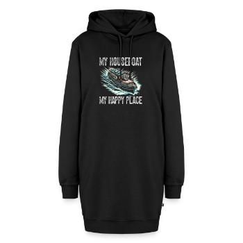 My houseboat is my happy place - Hoodie-Kleid - Schwarz - Vorne