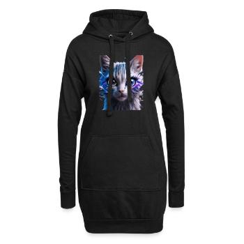 Chat de l’espace - Sweat-shirt à capuche long Femme - noir - Devant