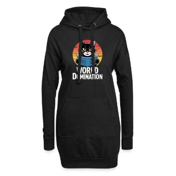Weltherrschaft – Katze mit großen Plänen - Hoodie-Kleid - Schwarz - Vorne