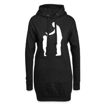 Vater Sohn Familie - Hoodie-Kleid - Schwarz - Vorne