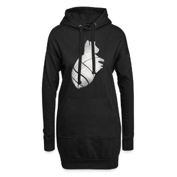 Ein Herz aus Metall - Hoodie-Kleid - Schwarz - Vorne