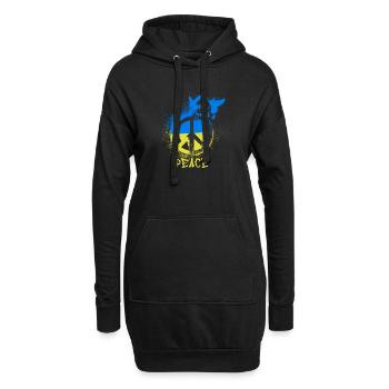 peace ,ukraine, peace, flagge, friede, tauben - Hoodie-Kleid - Schwarz - Vorne