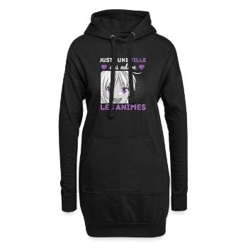 Une fille qui adore les anime humour manga cadeau - Sweat-shirt à capuche long Femme - noir - Devant