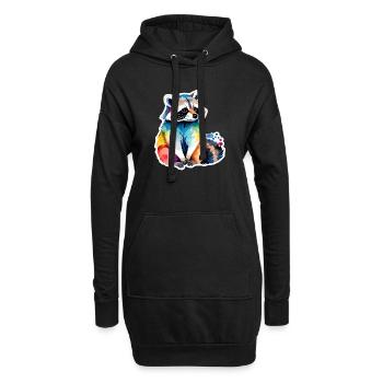 Illustration aquarelle de raton laveur - Sweat-shirt à capuche long Femme - noir - Devant