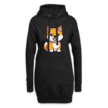 Shiba Inu Hund Niedlich - Hoodie-Kleid - Schwarz - Vorne