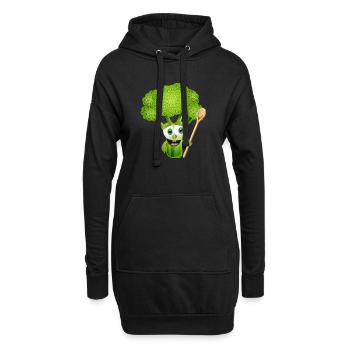 BD drôle brocolis avec cuillère à soupe - Sweat-shirt à capuche long Femme - noir - Devant
