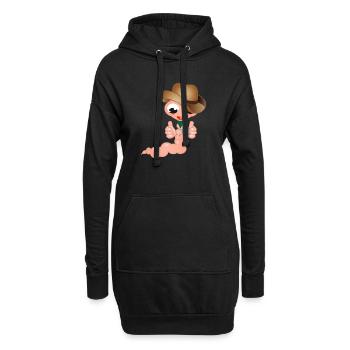 petit ver de terre en cow-boy avec l’étoile du shérif - Sweat-shirt à capuche long Femme - noir - Devant