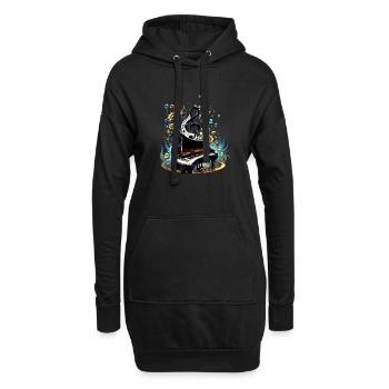 Wunderschönes geschwungenes Fantasy-Klavier - Hoodie-Kleid - Schwarz - Vorne