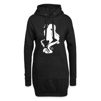 Croquis de saxophoniste - Sweat-shirt à capuche long Femme - noir - Devant
