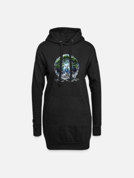 Licht und Schatten: der mystische Baum des Lebens. - Hoodie-Kleid - Schwarz