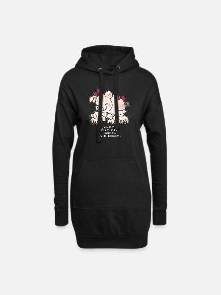 wer fühlen kann, will leben - Hoodie-Kleid - Schwarz