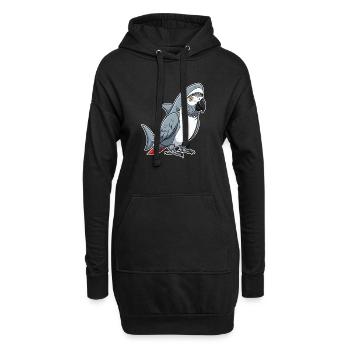 Dessin animé Gris Perroquet Requin Déguisement - Sweat-shirt à capuche long Femme - noir - Devant