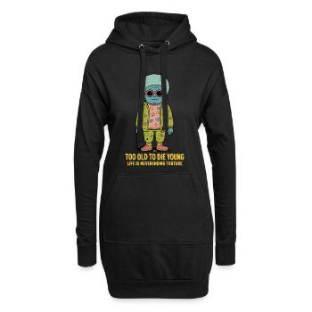 Blaue Afro-Punk Figur Hoodie Patchwork - Hoodie-Kleid - Schwarz - Vorne