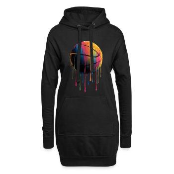 Basketball Buntes Dripping - Hoodie-Kleid - Schwarz - Vorne