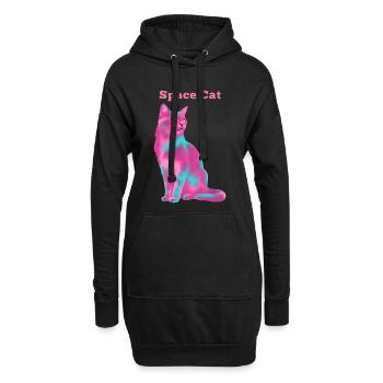Space Cat - Hoodie-Kleid - Schwarz - Vorne