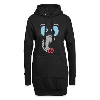 Éléphant | Déguisement de carnaval en costume de grand visage - Sweat-shirt à capuche long Femme - noir - Devant
