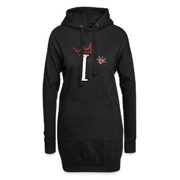 Lettre i couronne cœur  - Sweat-shirt à capuche long Femme - noir - Devant