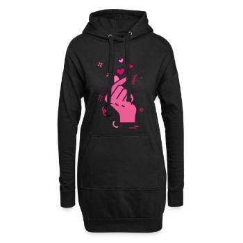 Kpop Koreanische Musik Niedliche Finger Herz Liebe Korea - Hoodie-Kleid - Schwarz - Vorne