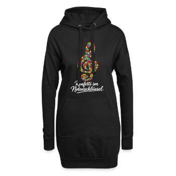 Notenschlüssel Konfetti im Herzen - Hoodie-Kleid - Schwarz - Vorne