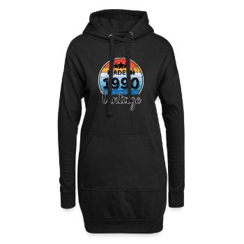 Made in 1990 Vintage Anniversaire - Sweat-shirt à capuche long Femme - noir - Devant