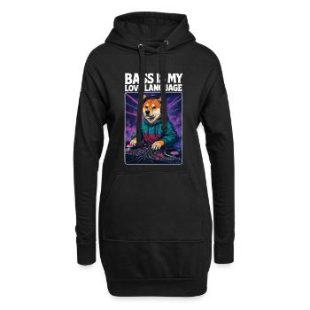 Shiba Inu DJ – Bass Is My Love Language - Hoodie-Kleid - Schwarz - Vorne
