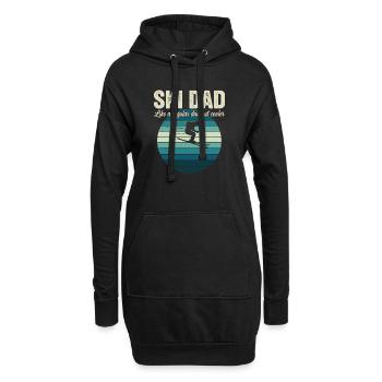 Lustiger Ski-Vater-Skifahrer - Hoodie-Kleid - Schwarz - Vorne