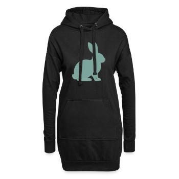 Silhouette de lapin - Sweat-shirt à capuche long Femme - noir - Devant