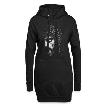Portrait de la couronne d’épines de Jésus - Sweat-shirt à capuche long Femme - noir - Devant