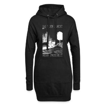 Leben braucht Freiheit Camping - Hoodie-Kleid - Schwarz - Vorne
