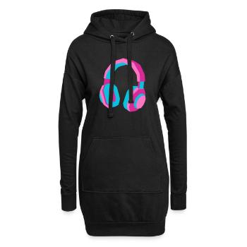 Kopfhörer 80er Retro Synthwave DJ Musik Gamer - Hoodie-Kleid - Schwarz - Vorne
