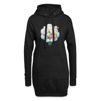 Nuage mignon avec des fleurs - Sweat-shirt à capuche long Femme - noir - Devant
