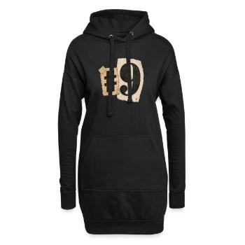 Zahl Neun Collage Typografie - Hoodie-Kleid - Schwarz - Vorne