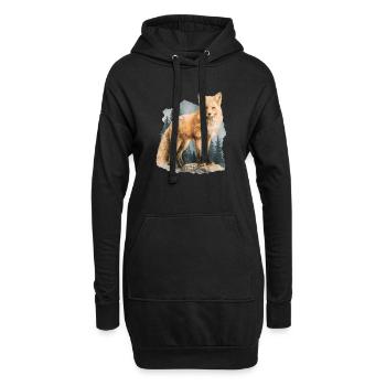 Renard Vintage - Sweat-shirt à capuche long Femme - noir - Devant
