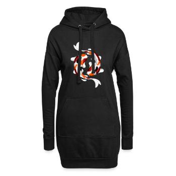 zwei verspielte Kois - Hoodie-Kleid - Schwarz - Vorne