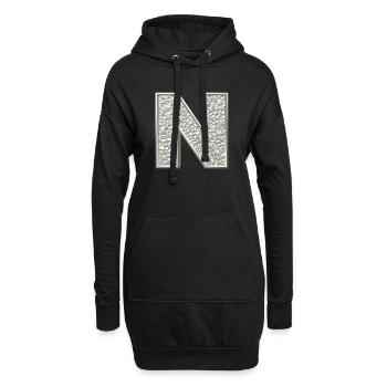 N, letter, letter N, initial, initial N, monogram, - Hoodie-Kleid - Schwarz - Vorne