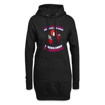 In meinem Zimmer und schaue Anime - Hoodie-Kleid - Schwarz - Vorne