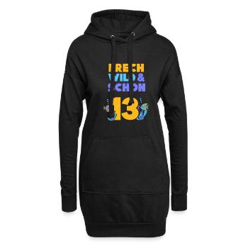13 Jahre Geburtstag Junge Mädchen Fisch - Hoodie-Kleid - Schwarz - Vorne