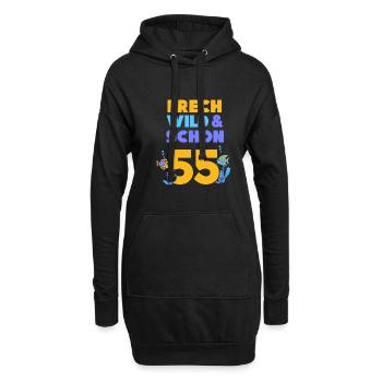 Geschenk 55 Jahre Geburtstag Fisch - Hoodie-Kleid - Schwarz - Vorne