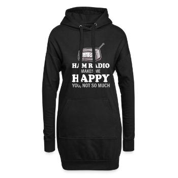 Ham Radio makes me happy - you, not so much - Hoodie-Kleid - Schwarz - Vorne
