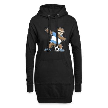 Fußballfan Faultier Fußball Argentinien - Hoodie-Kleid - Schwarz - Vorne