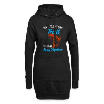 couples that fish trout togehter stay togehter - Hoodie-Kleid - Schwarz - Vorne