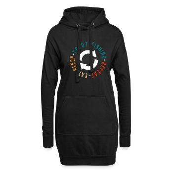 eat sleep trout fishing repeat - Hoodie-Kleid - Schwarz - Vorne