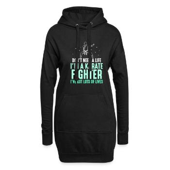 I’m a karate fighter I’ve got lots of lives - Hoodie-Kleid - Schwarz - Vorne