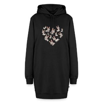 Herz Esel - Hoodie-Kleid - Schwarz - Vorne