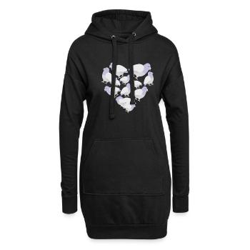 Herz Taube - Hoodie-Kleid - Schwarz - Vorne