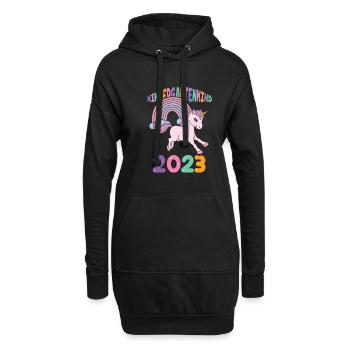 Einhorn Kita Kindergarten 2023 - Hoodie-Kleid - Schwarz - Vorne
