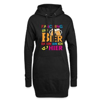 Fasching und Bier darum bin ich hier - Hoodie-Kleid - Schwarz - Vorne